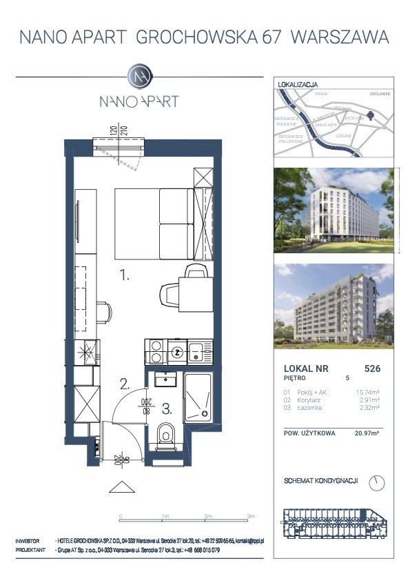 Mieszkanie - 1 pokój - 21 m² - ul. Grochowska Warszawa Praga-Południe Gocławek