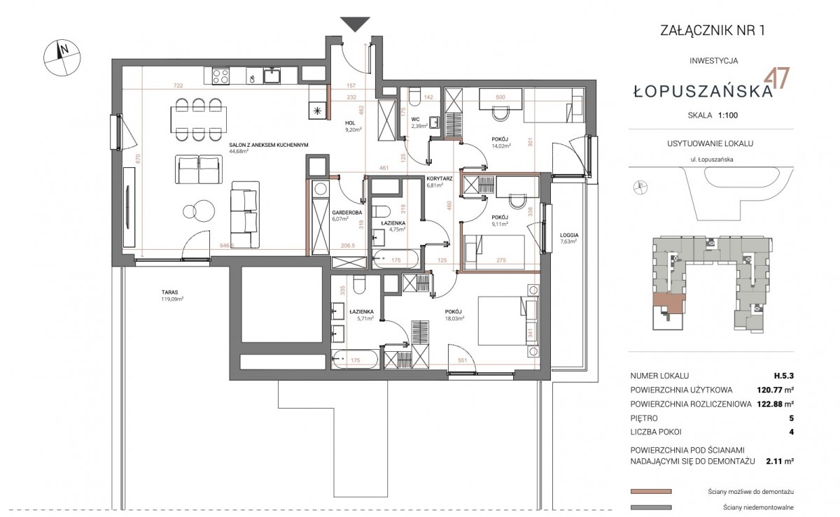 Mieszkanie - 4 pokoje - 123 m² - ul. Łopuszańska Warszawa Włochy
