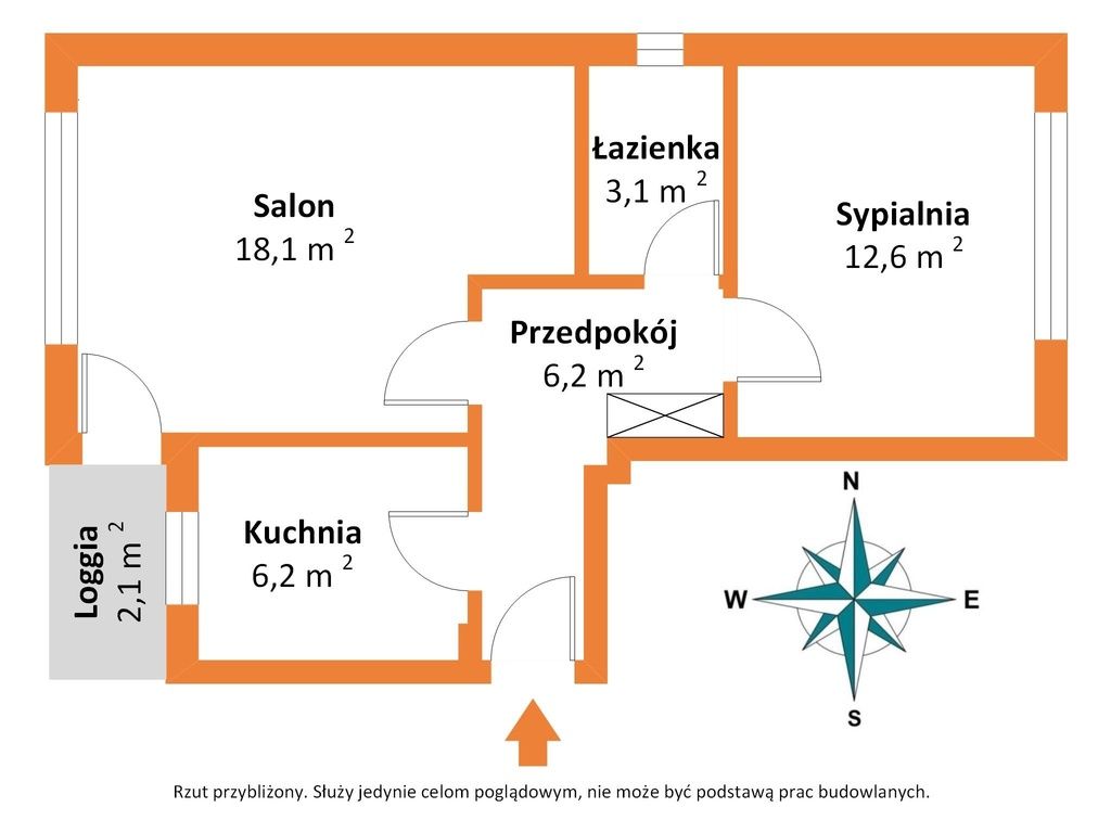 Квартира 2 кімнати 48 м² в Лодзі, район Бауті