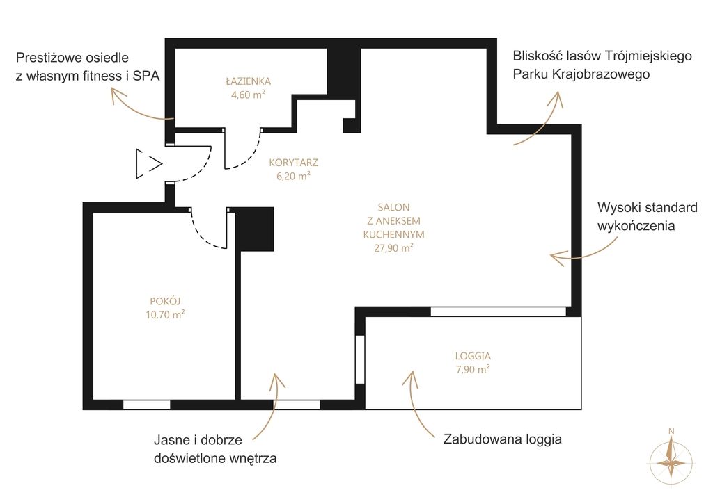 Wohnung - 2 Zimmer - 50 m² - Aufzug - ul. Bydgoska Gdynia Wzgórze Św. Maksymiliana