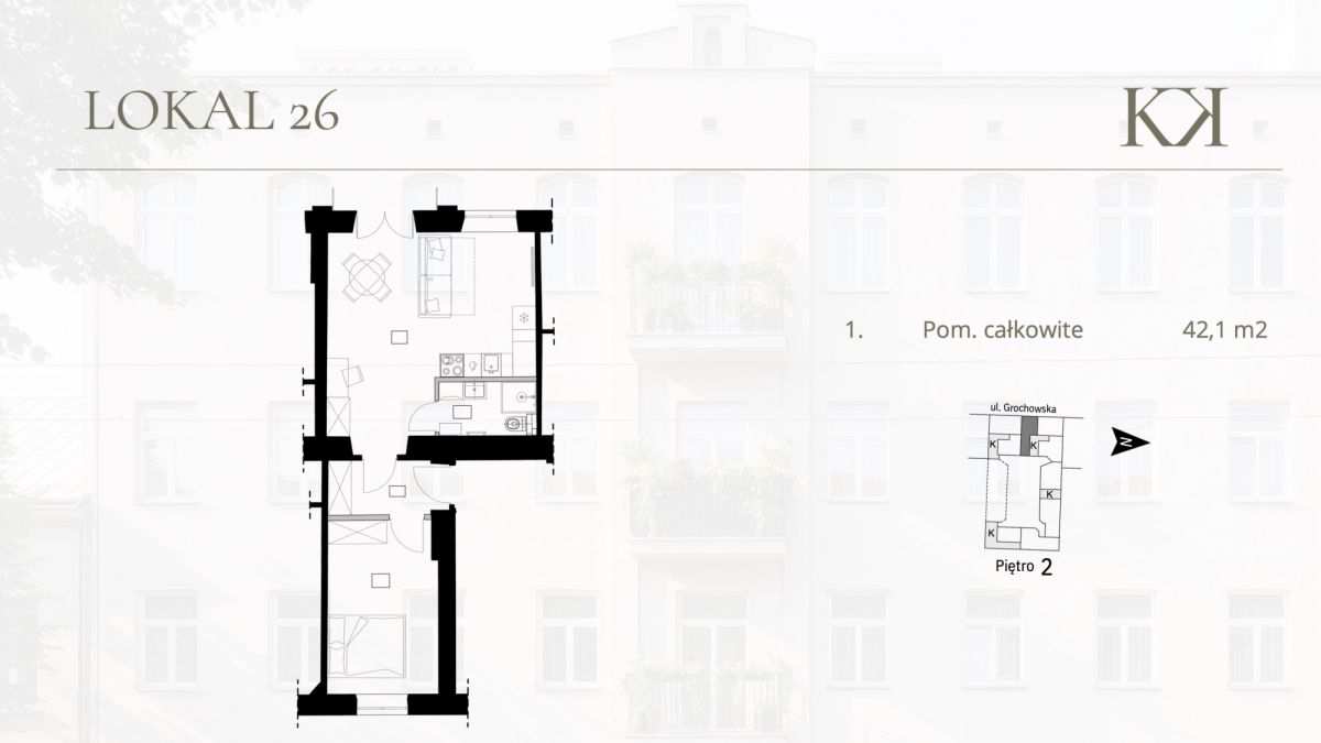 Appartamento - 2 stanze - 42 m² - via Grochowska Varsavia Praga-Południe Kamionek