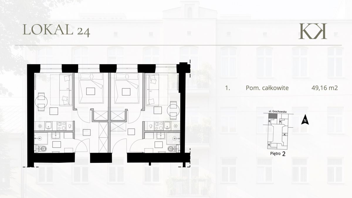 아파트 - 1룸 - 49 m² - ul. Grochowska Warszawa Praga-Południe Kamionek