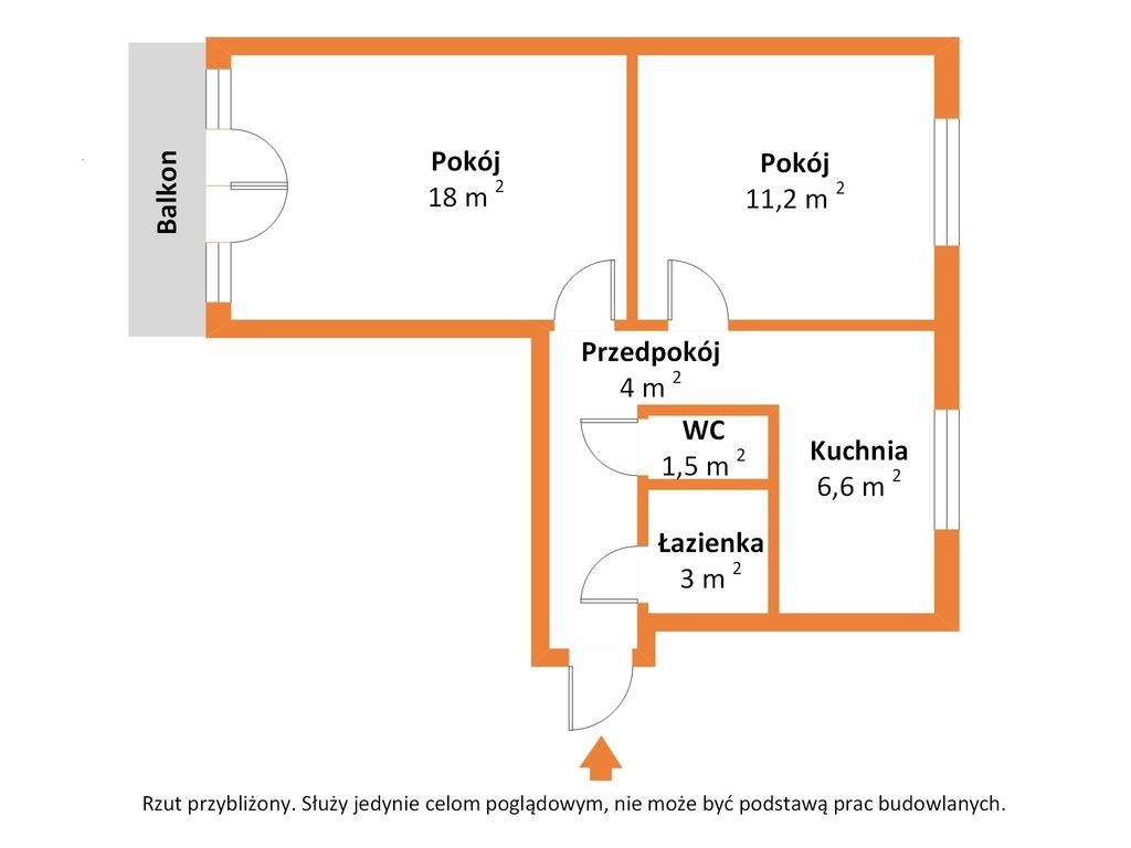 Wohnung - 2 Zimmer - 43 m² - Władysława Umińskiego Straße Łódź