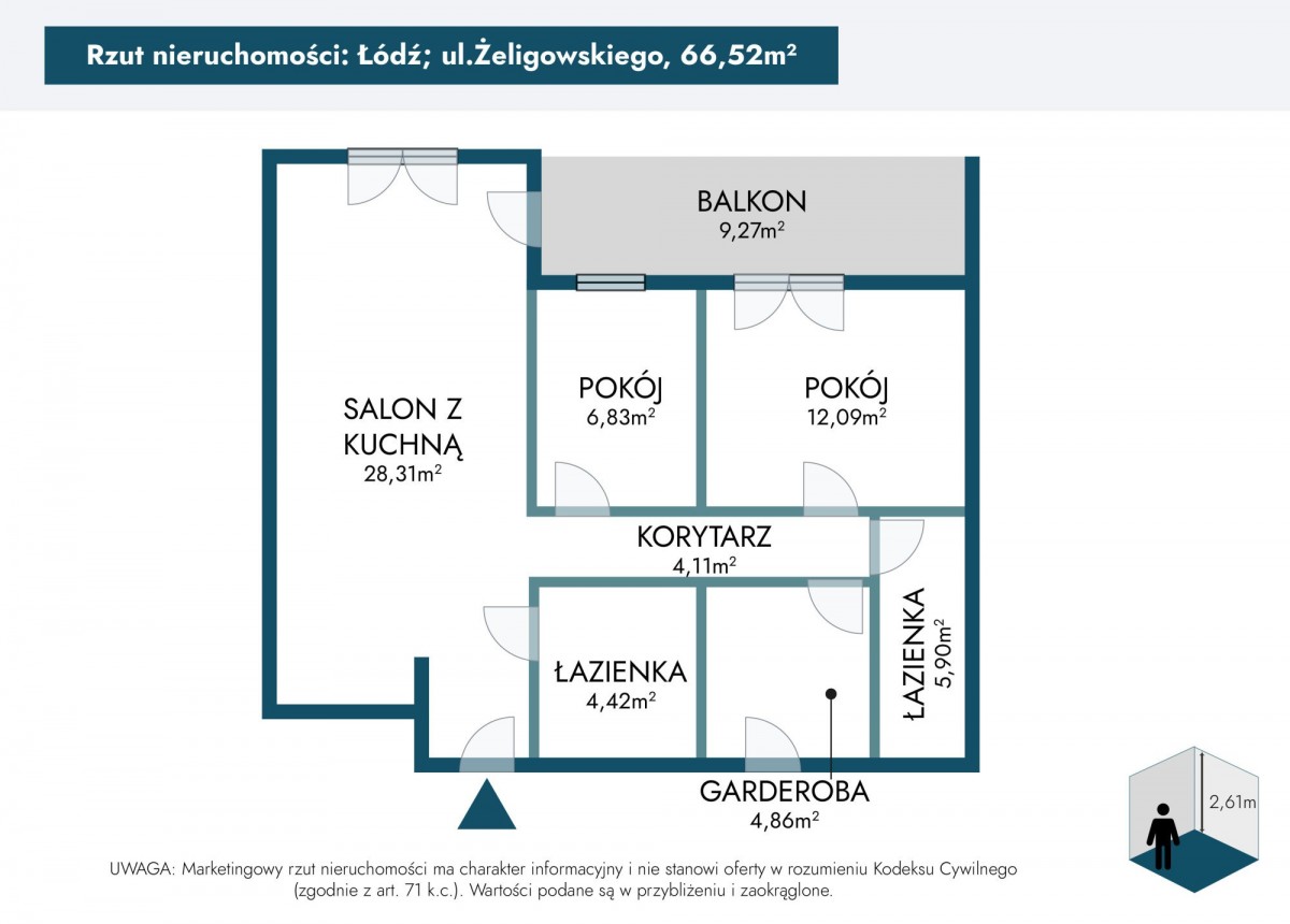 Apartment - 3 rooms - 67 m² - elevator - ul. gen. Lucjana Żeligowskiego Łódź Stare Polesie