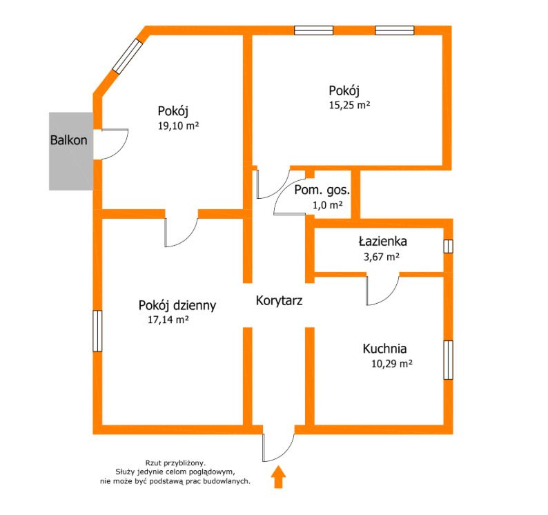 아파트 - 3개 방 - 74 m² - ul. Józefa Wybickiego Krzyż Wielkopolski