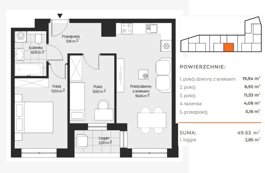 아파트 - 3개 방 - 50 m² - ul. Piasta Kołodzieja 크라쿠프