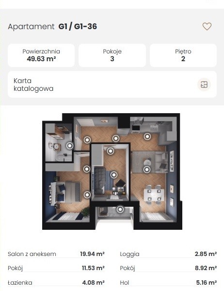 아파트 - 3개 방 - 50 m² - ul. Piasta Kołodzieja 크라쿠프