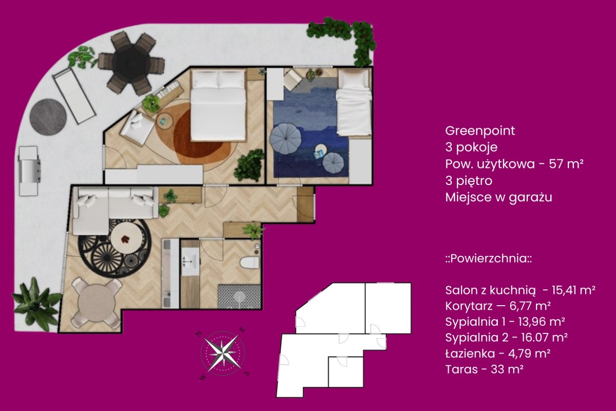 Apartment - 3 rooms - 57 m² - Pamiątkowa St. Poznań Wilda