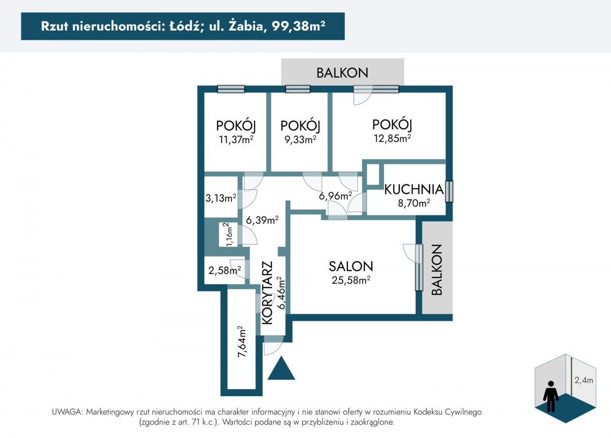 Wohnung - 4 Zimmer - 99 m² - ul. Żabia Łódź Julianów