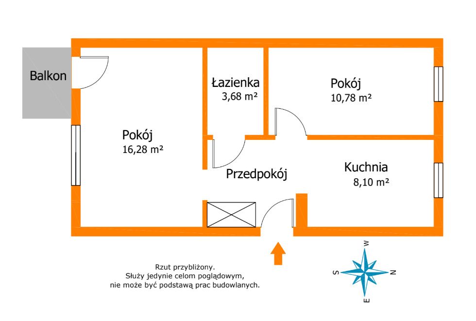 Квартира - 2 комнаты - 46 м² - ул. Bohaterów Warszawy Kielce