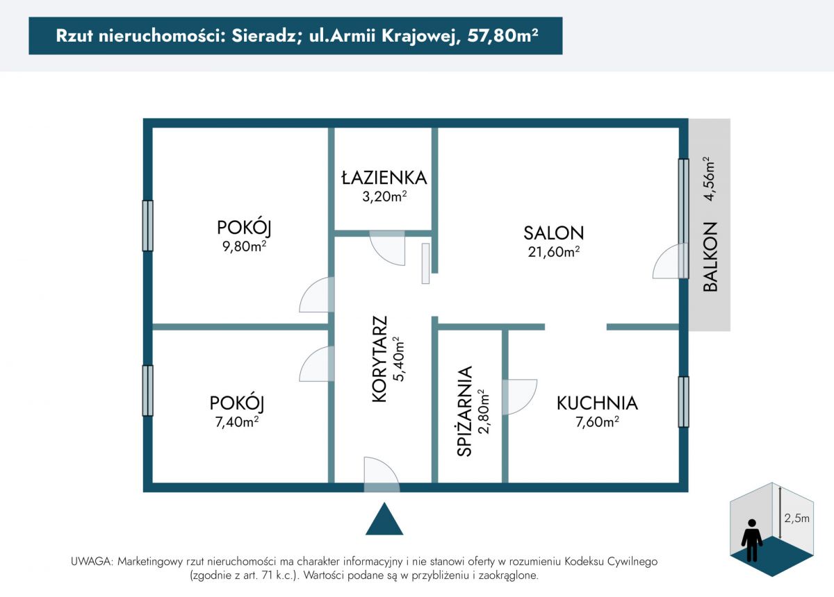 Appartamento - 3 stanze - 60 m² - via Armii Krajowej Sieradz