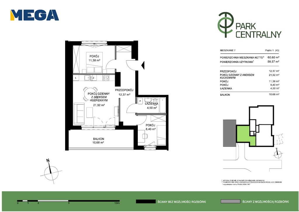 Appartamento - 3 stanze - 59 m² - ascensore - via Legionów Gdynia Wzgórze Św. Maksymiliana