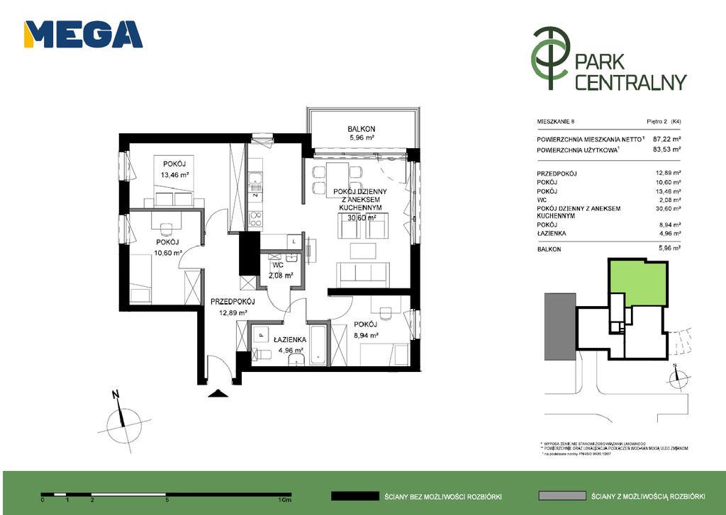 Appartamento - 4 stanze - 84 m² - ascensore - via Legionów Gdynia Wzgórze Św. Maksymiliana