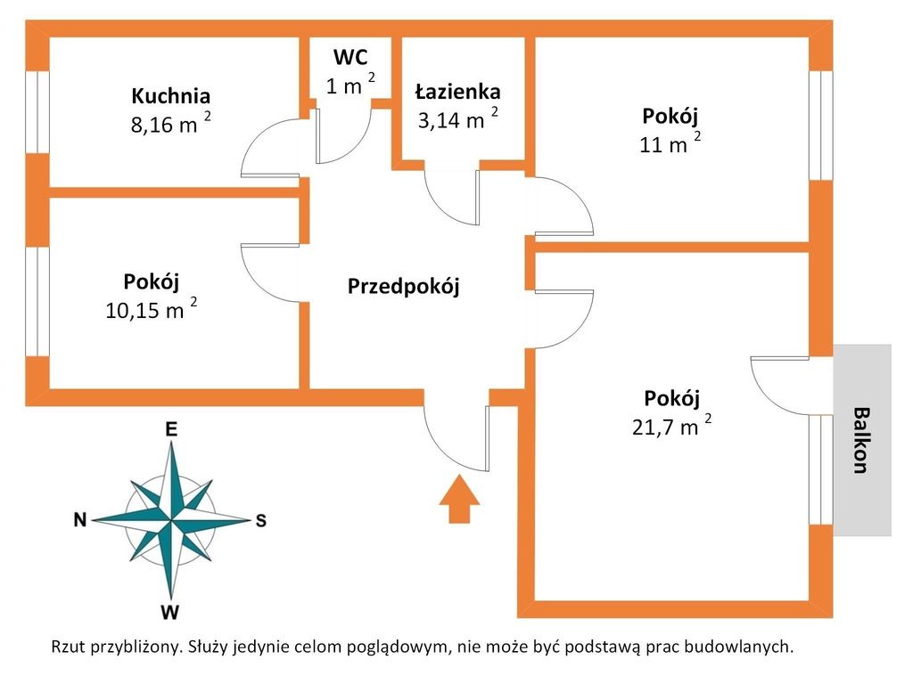 아파트 - 3개 방 - 63 m² - ul. Prezydenta Gabriela Narutowicza Konstantynów Łódzki