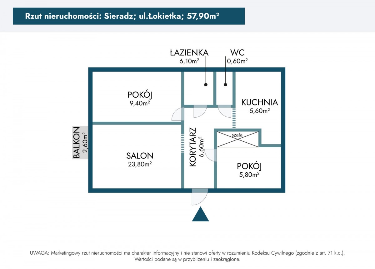 Mieszkanie - 3 pokoje - 58 m² - ul. Władysława Łokietka Sieradz