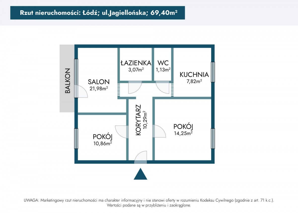 Квартира - 3 комнаты - 69 м² - лифт - ул. Ягеллонская Серадз