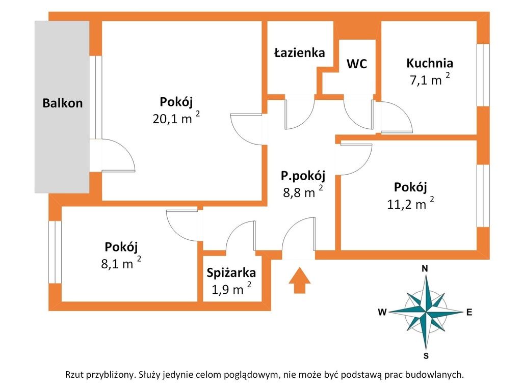 Apartamento - 3 habitaciones - 62 m² - c. Andrzeja Kmicica Łódź