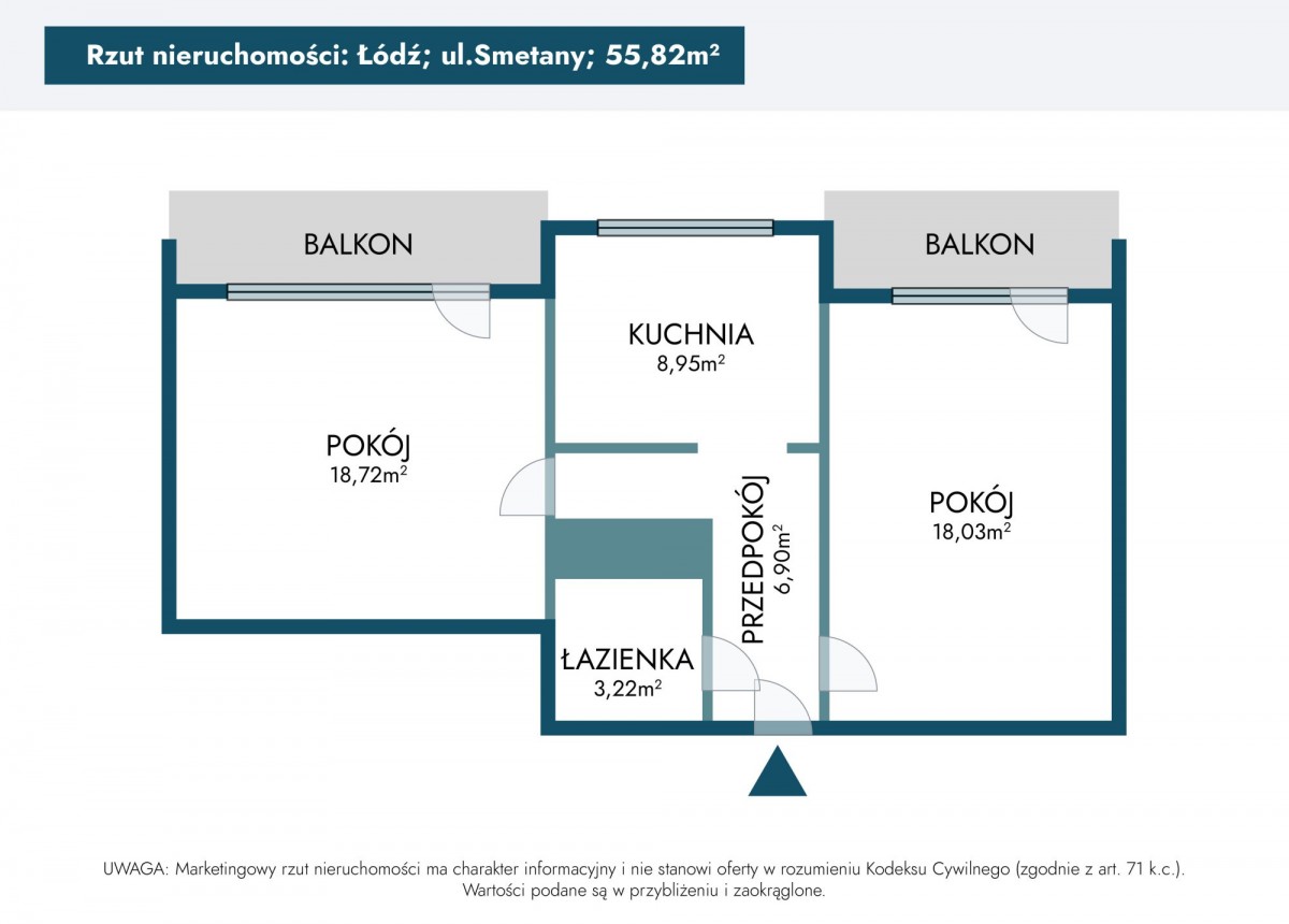 Apartment - 2 rooms - 56 m² - elevator - ul. Bedricha Smetany Łódź Widzew