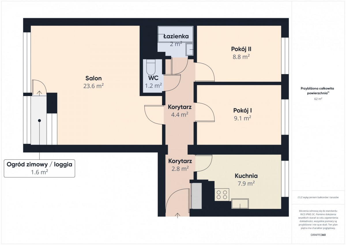 Apartment - 3 rooms - 61 m² - Kołobrzeska St. Olsztyn