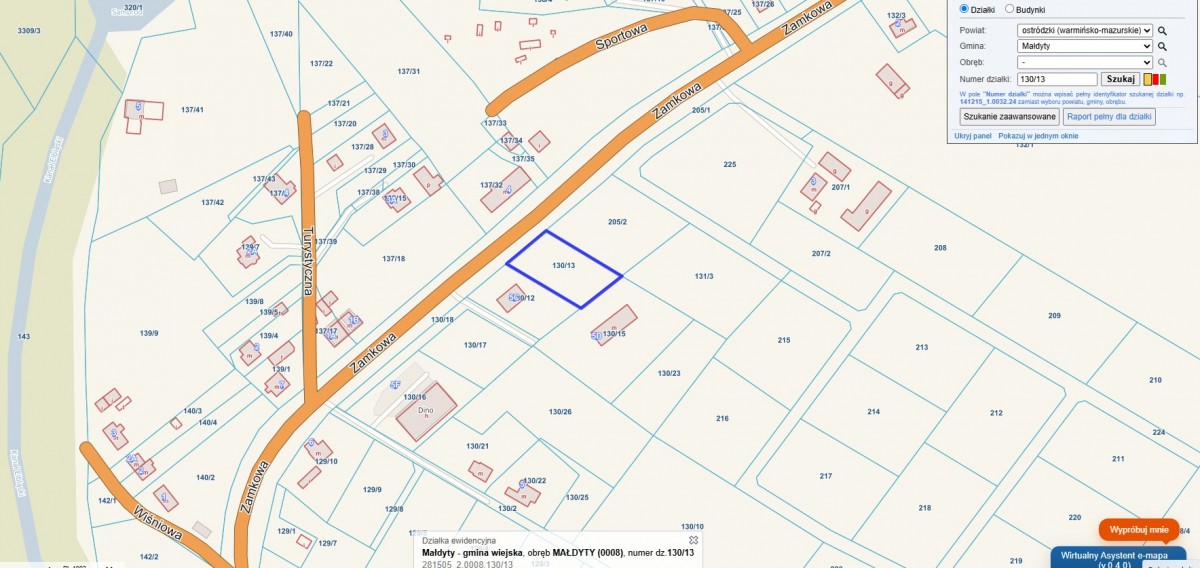 토지 - 1414 m² - ul. Zamkowa Małdyty