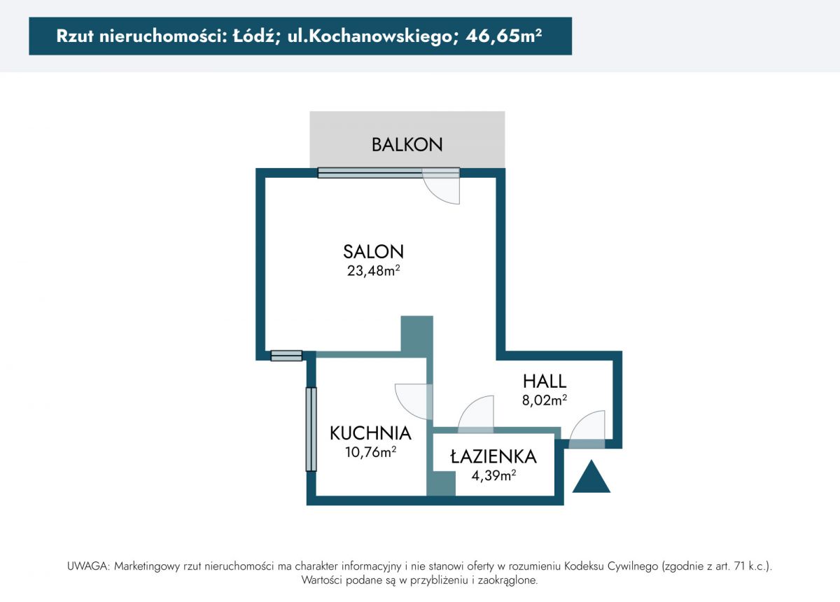 Apartamento - 2 habitaciones - 47 m² - ascensor - c/ Jana Kochanowskiego Łódź Bałuty